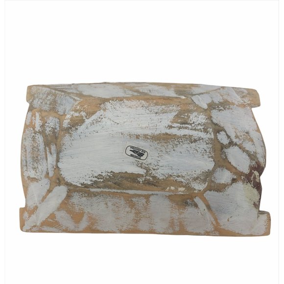 Wood Dough Bowl Small w/Handles White Wash 10x6x2 - Picture 3 of 10